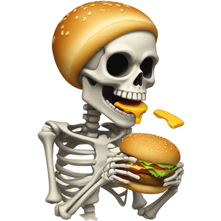 skeleton eating a burger emoji