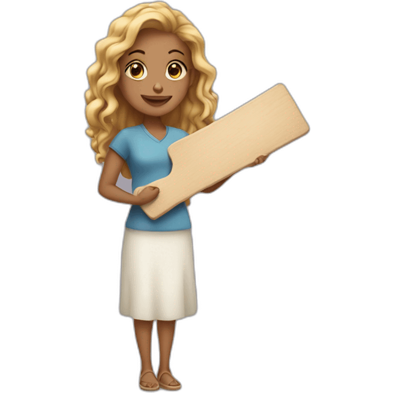 a cute women holding a board emoji