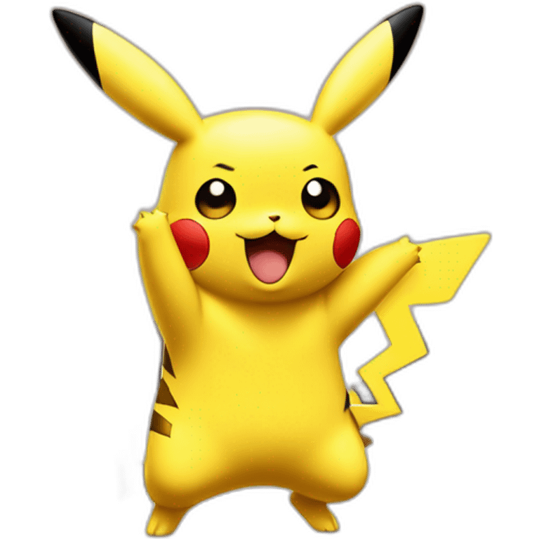 Pikachu qui danse dans un lit avec un evolie emoji