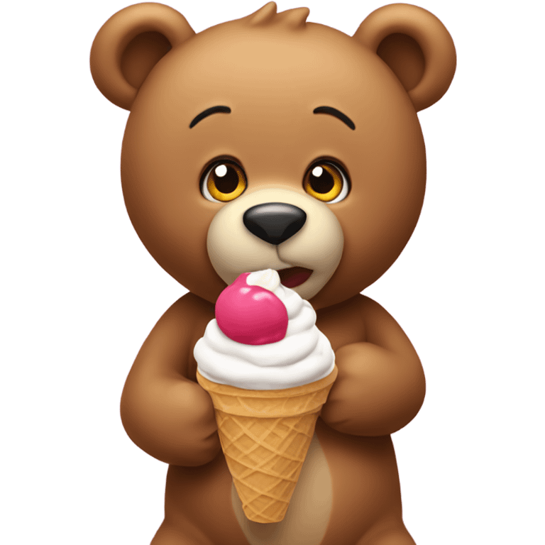 Teddy bear eating an ice cream cone  emoji