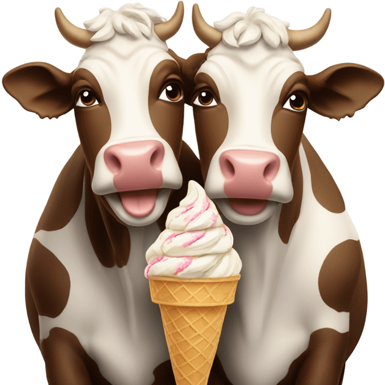 Two cows eating ice cream  emoji