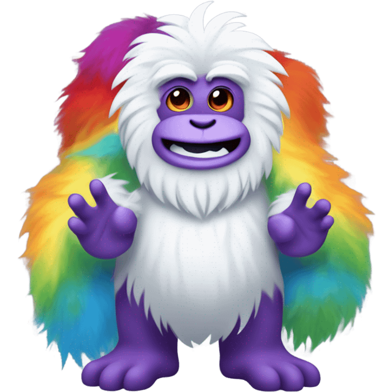 a yeti holding rainbow poop emoji emoji