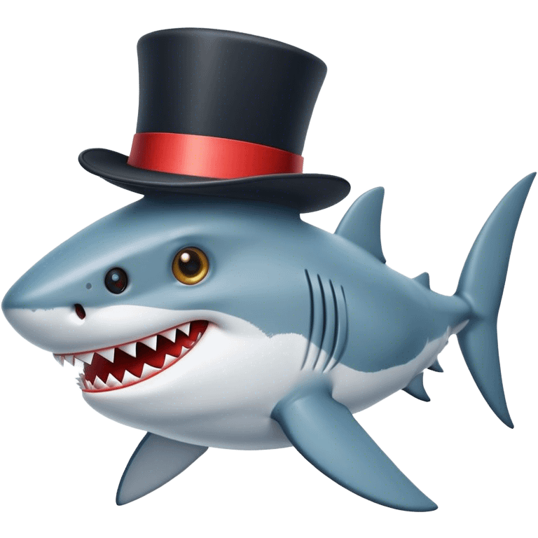 Shark with a top hat emoji