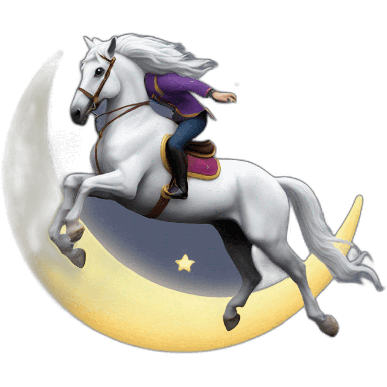 Magical horse jumping over the moon emoji