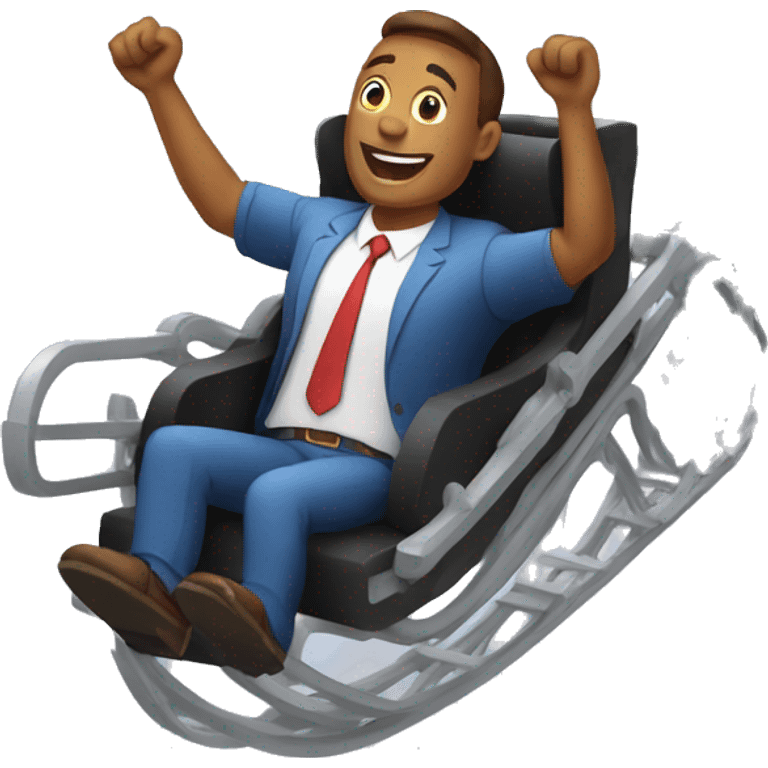 entrepreneur in a seat in a rollercoaster which is moving emoji