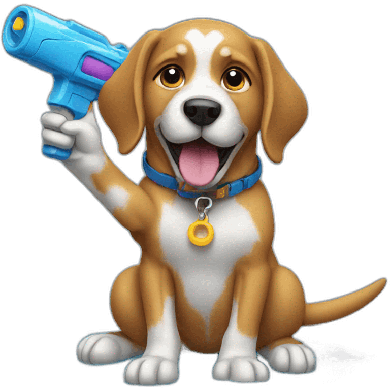 dog pointing a water gun emoji