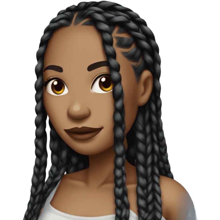 pretty woman with black box braids emoji