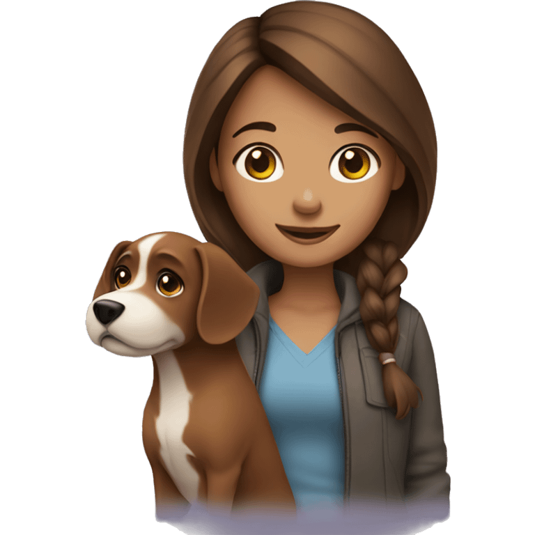 Brown hair girl with a dog emoji