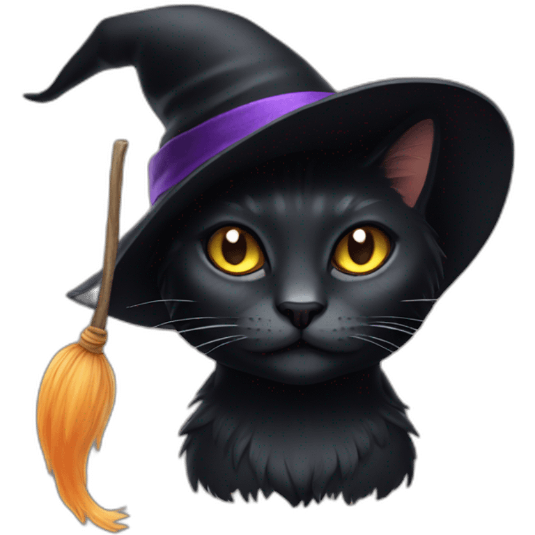 Witch cat black hat emoji