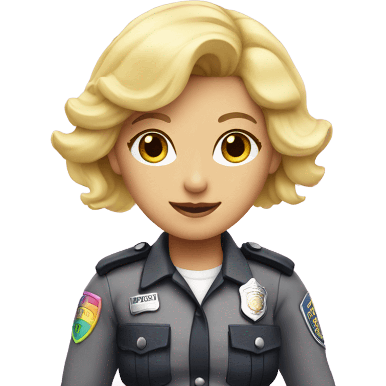 Blonde female in pink rainbow police outfit emoji