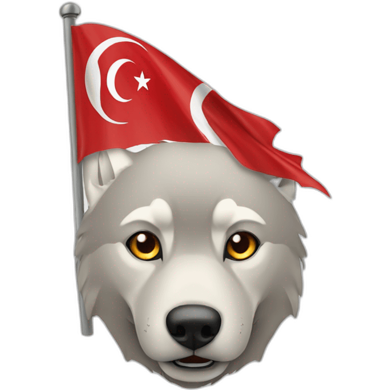 Turkish flag with a wolf emoji