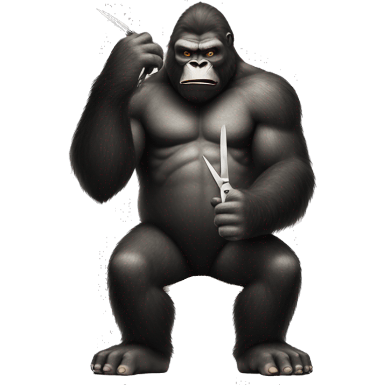 King kong holding barber scissors emoji