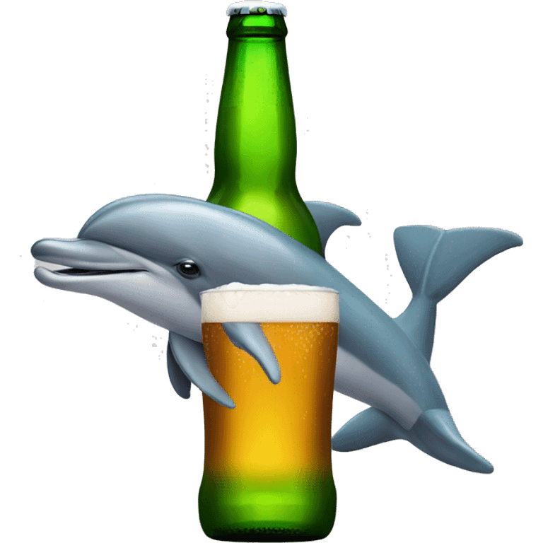 Dolphin drinking beer emoji