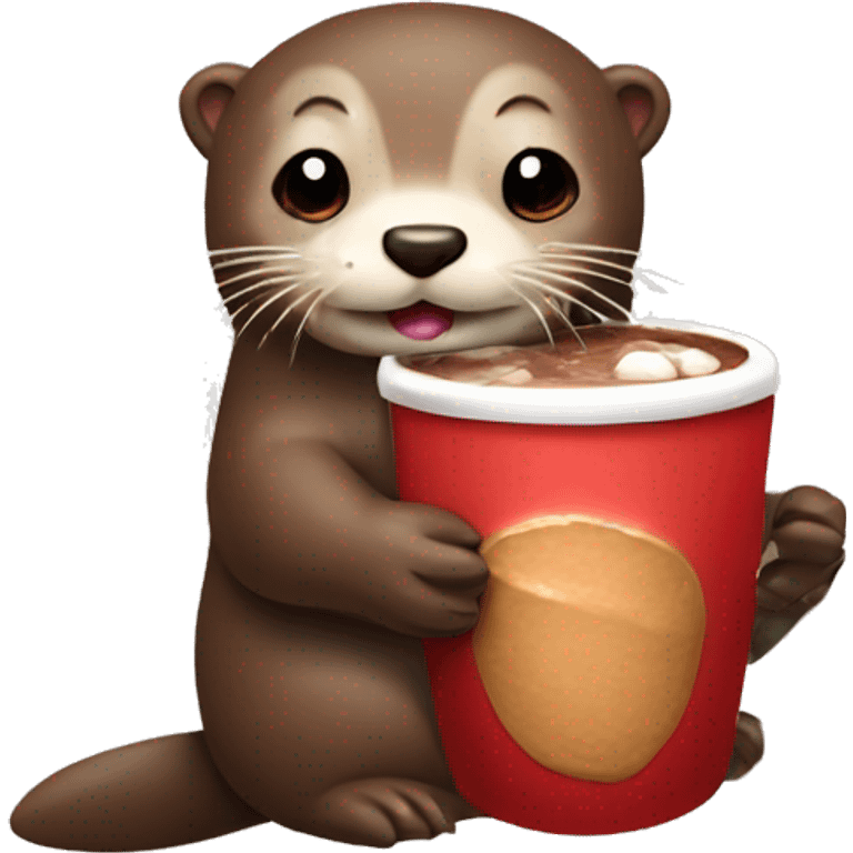 Otter with hot chocolate in its paws emoji