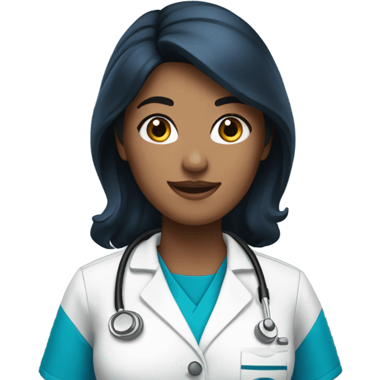 Black hair blue scrubs nurse emoji