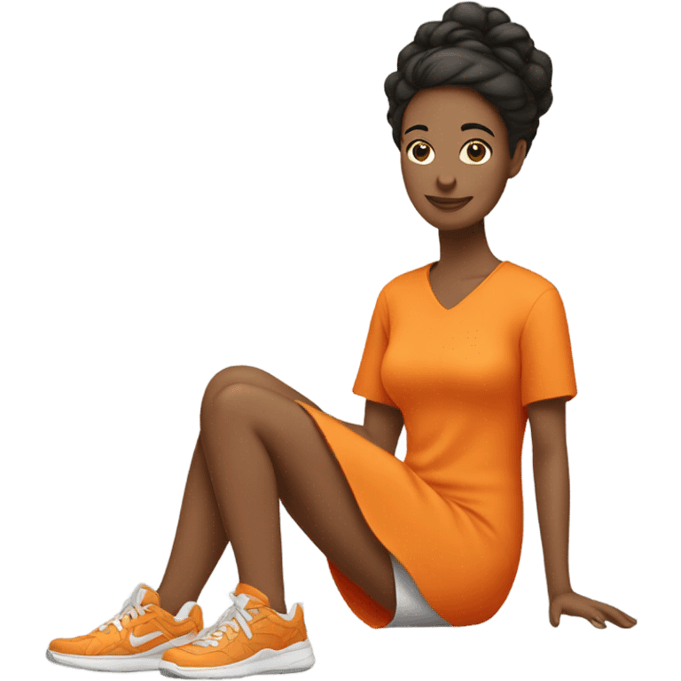 woman in a orange dress an sneakers emoji