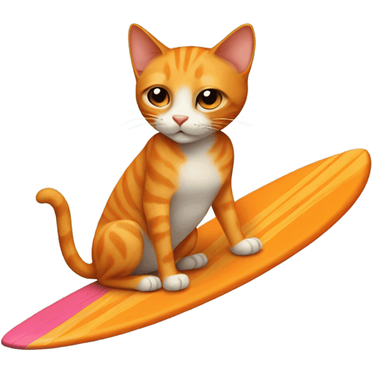 skinny orange cat with abs surfing emoji