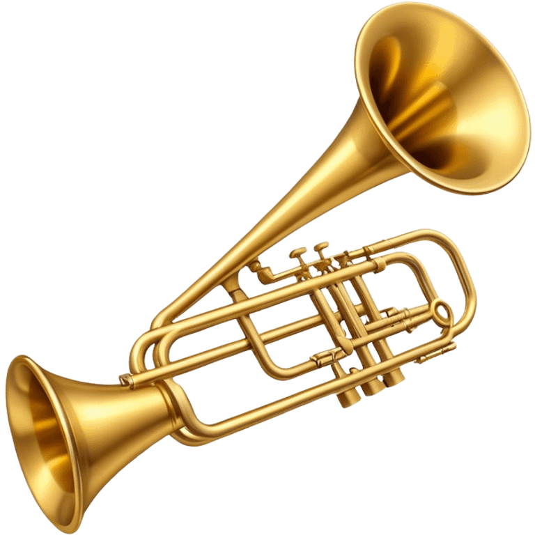 Cinematic Realistic Trombone, sleek brass slide extending dynamically, subtle scratches adding authenticity, warm golden reflections bouncing off the metal, glowing with a bold and resonant musical energy. emoji