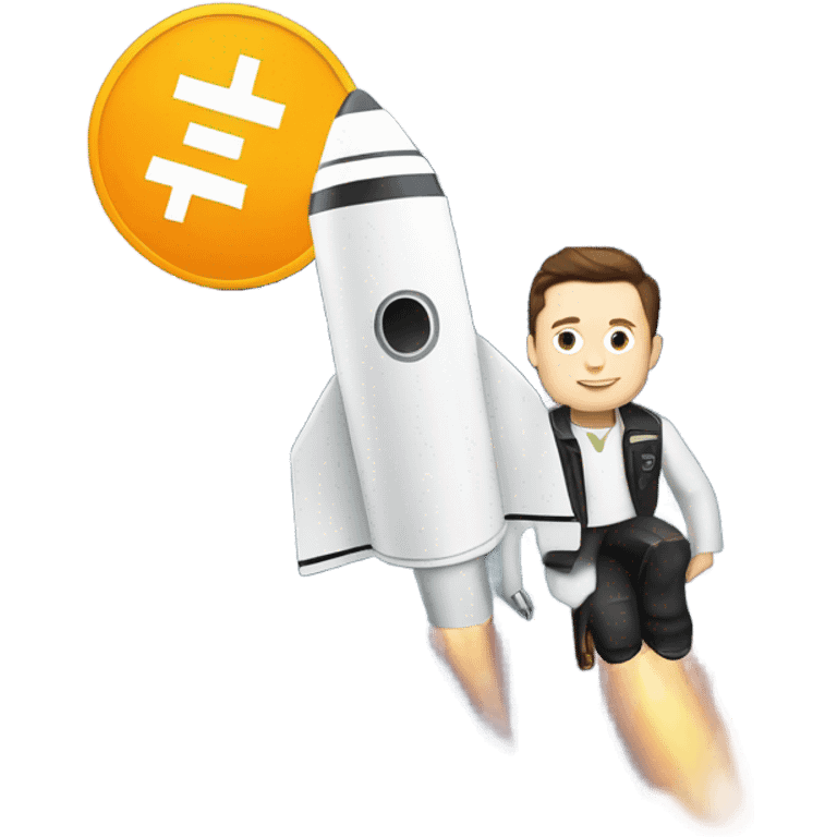 elon musk with a crypto going to the moon emoji