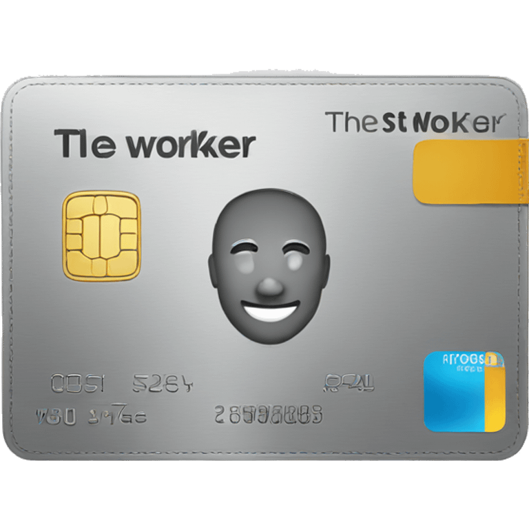 grey credit card with inscription "the best worker" emoji