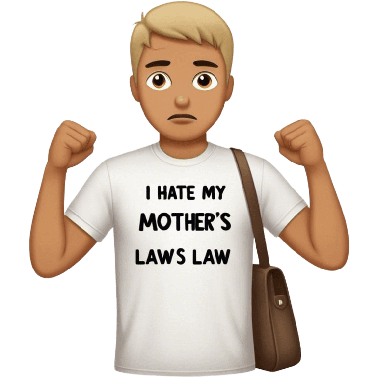 Guy wearing t shirt saying I hate my mothers law emoji