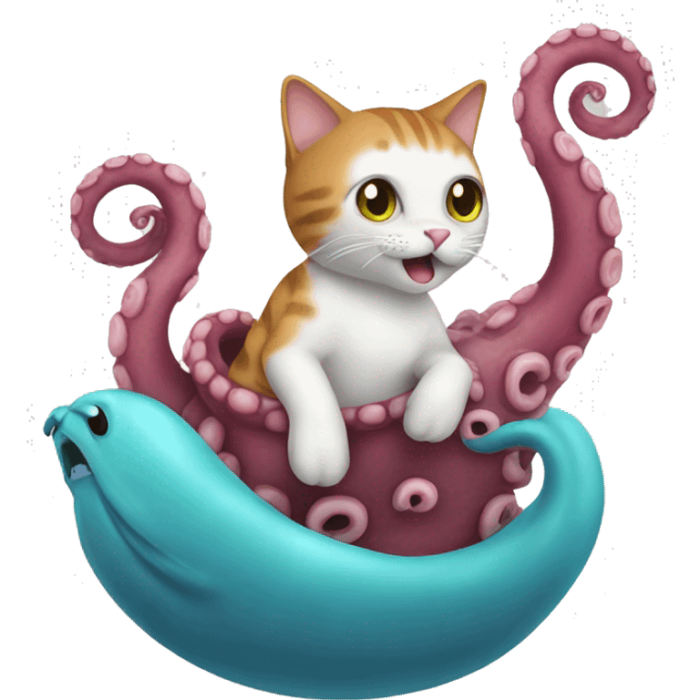 Cat riding an octopus  emoji