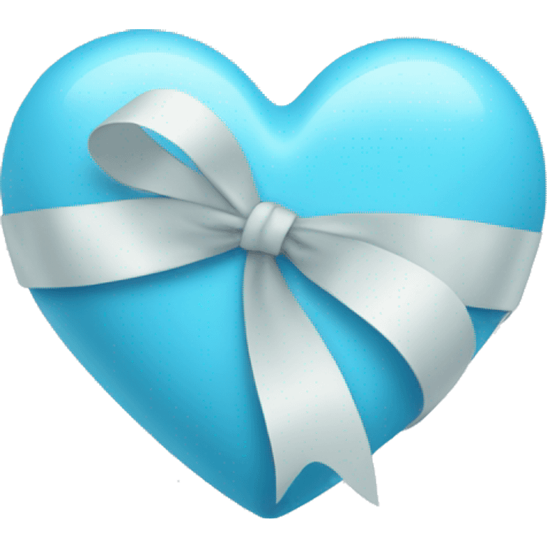 Baby blue heart with ribbon around it  emoji