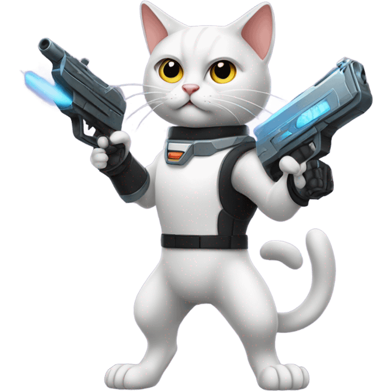 Cat holding a laser gun emoji