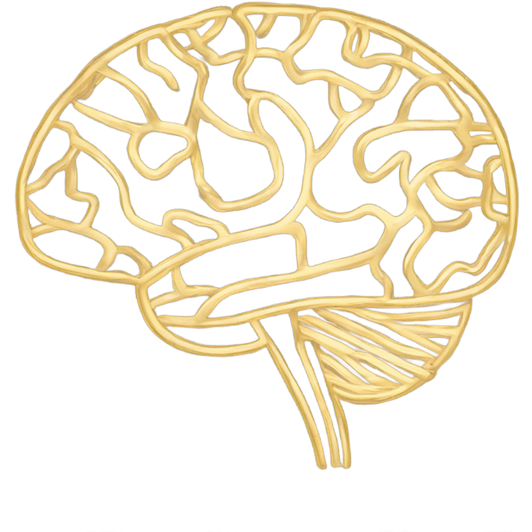 Brain with thin lines gold color make it girly  emoji