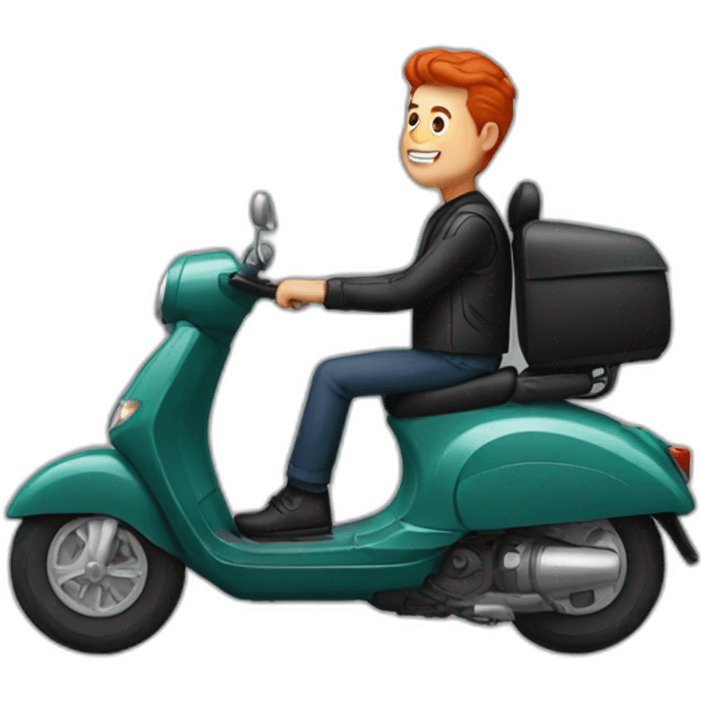 Red Headed man riding a black scooter  emoji