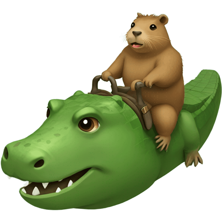 Capybara riding an alligator emoji