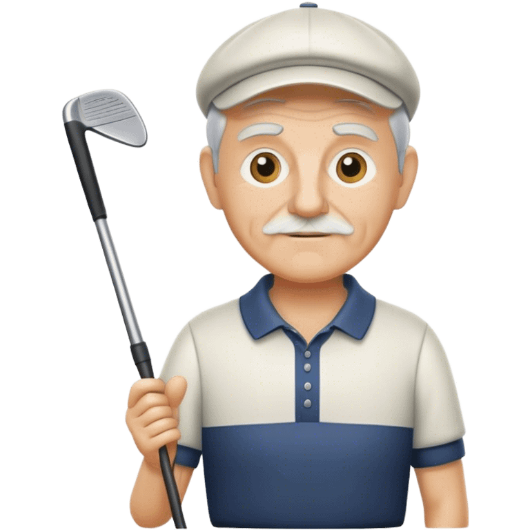 half figure old golf player with golf club  emoji