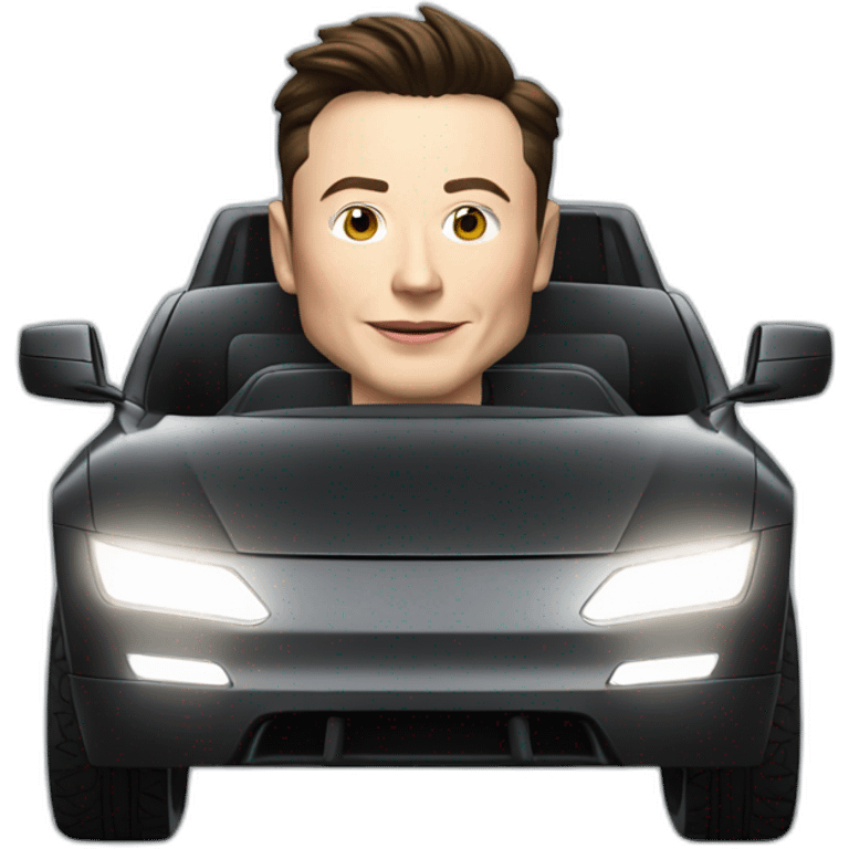 Elon musk riding in a Tesla cyber truck  emoji