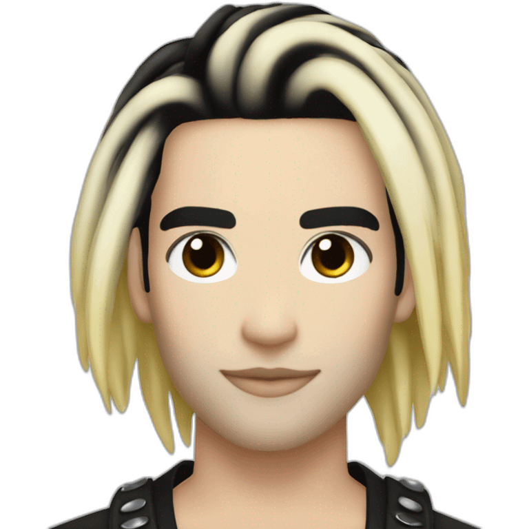 Bill Kaulitz black hair down with blonde highlights eyeshadow emoji