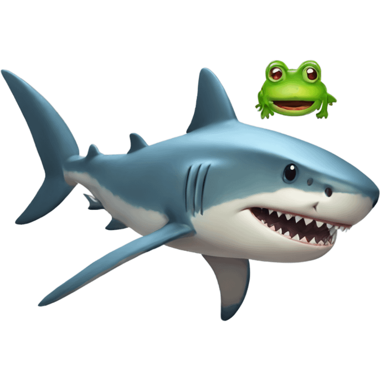 Shark with frog pet emoji