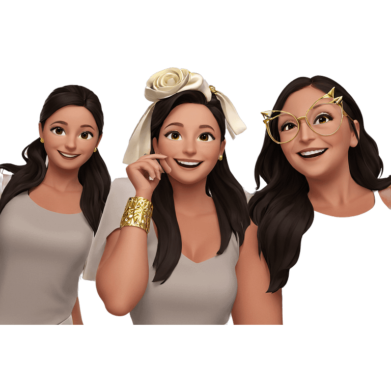 smiling girls in elegant attire emoji