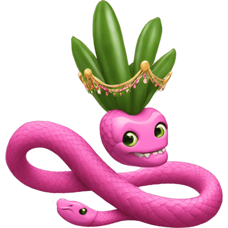 Pink snake with jalapeño and tiara  emoji