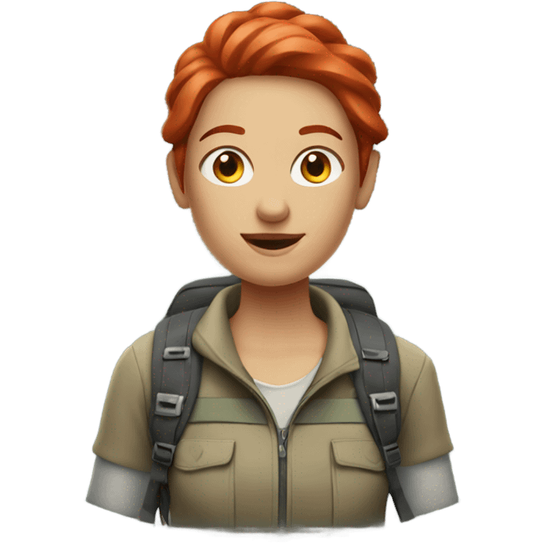 woman hiking with red hair  emoji