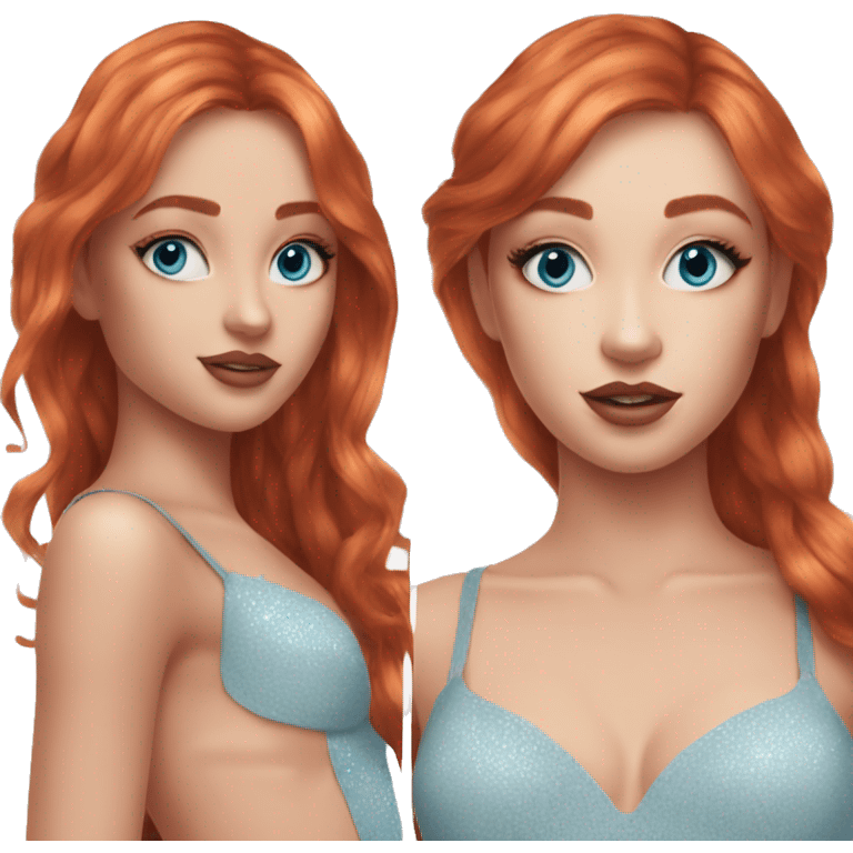 Victoria secret redhead with blue eyes and makeup aesthetic  emoji