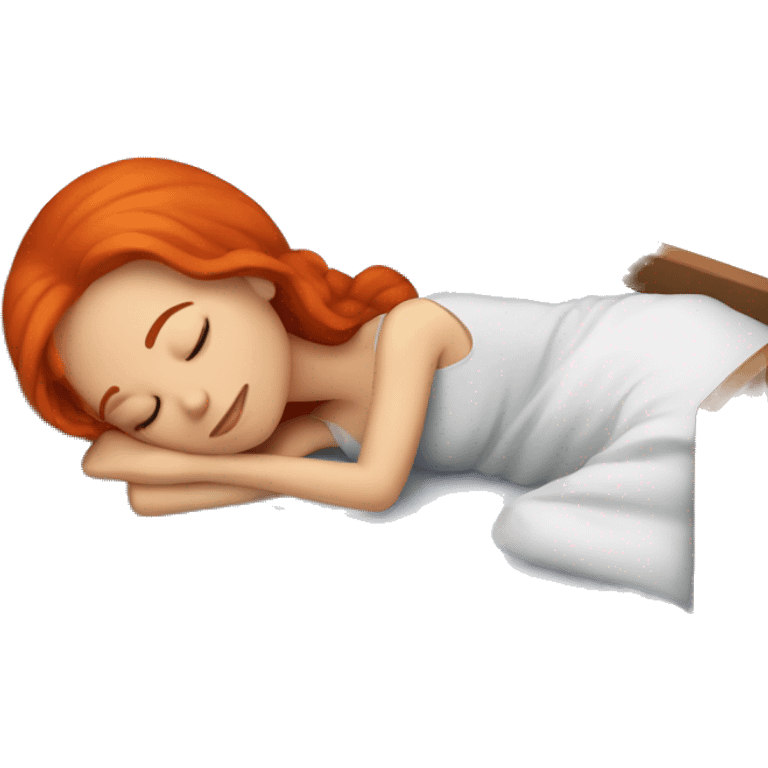 sleeping on bed girl with red hair emoji