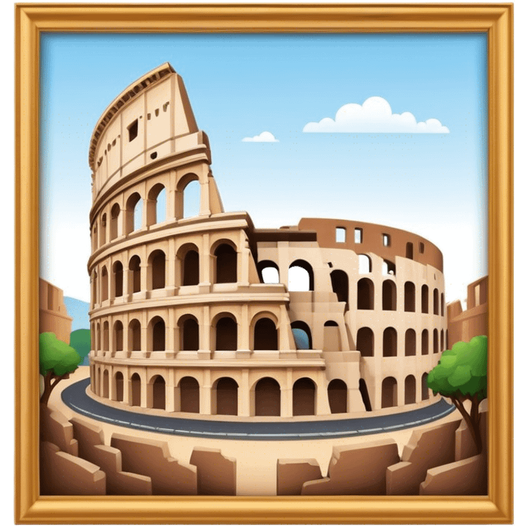 Cinematic Realistic Colosseum Landmark Emoji, depicted as the ancient Roman amphitheater rendered with dramatic architectural detail and dynamic lighting. emoji