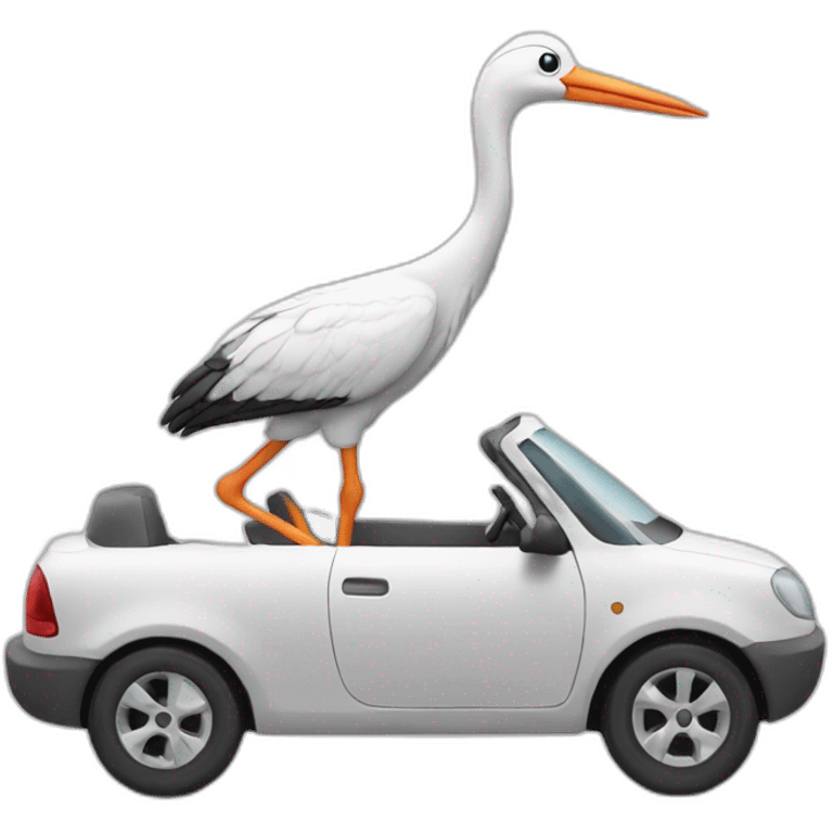 Stork driving car emoji