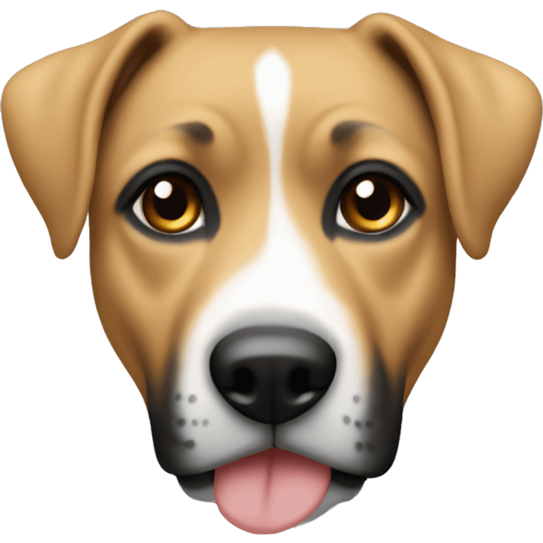 Black and blonde with white chest, brown eyes, female American Staffordshife terrior emoji