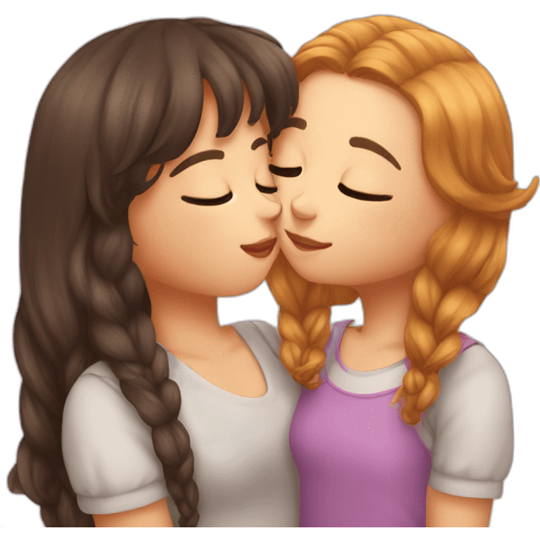 A girl cat kissing a girl cat emoji