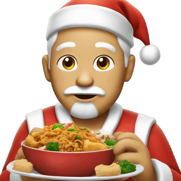 Santa eating Chinese food emoji