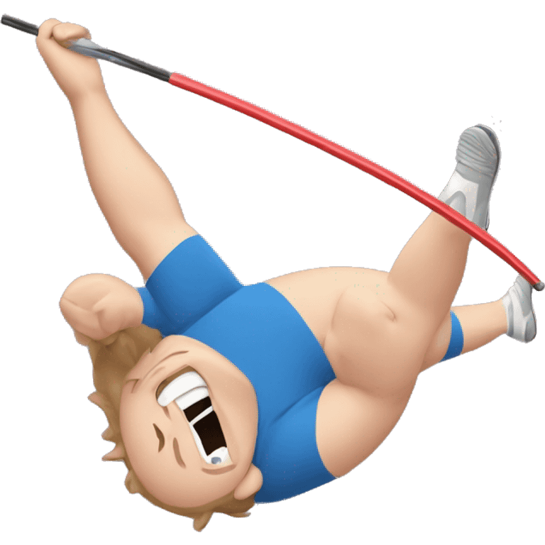 fat white guy pole vaulting emoji