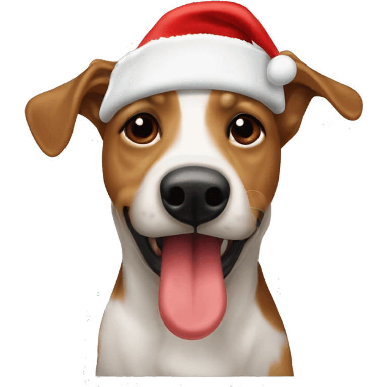 Perro salchicha con gorro de navidad emoji