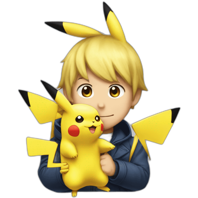 Macron embrasse Pikachu emoji