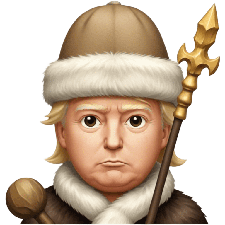 Donald Trump is a king in a fur hat, holding a staff
hyper realistic emoji