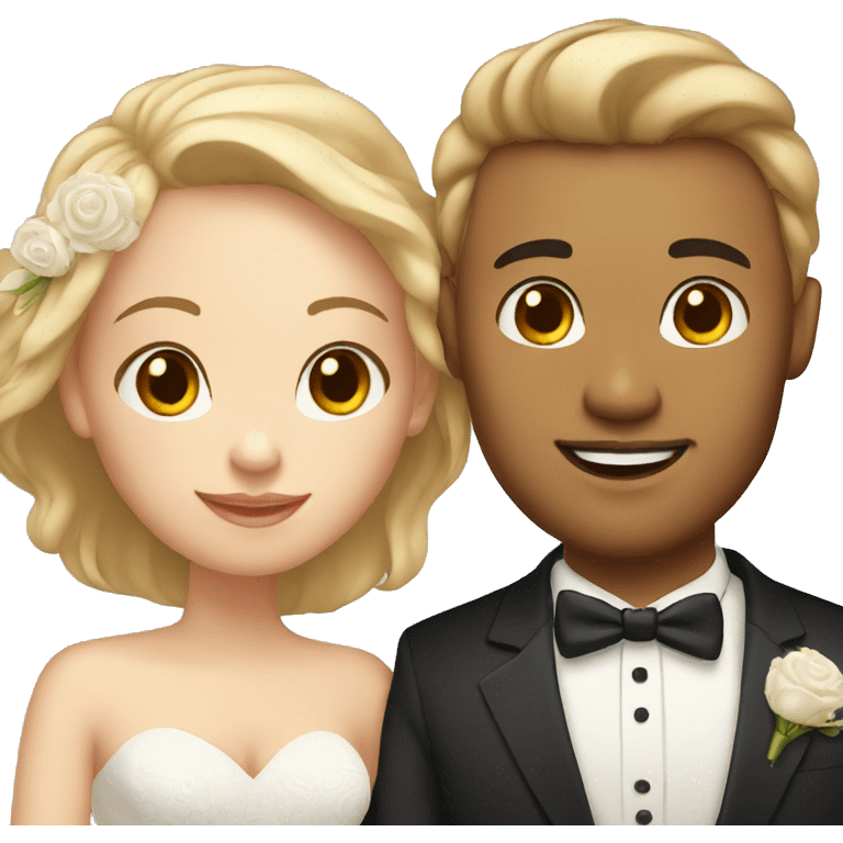 boyfriend and girlfriend in wedding, light skinned emoji